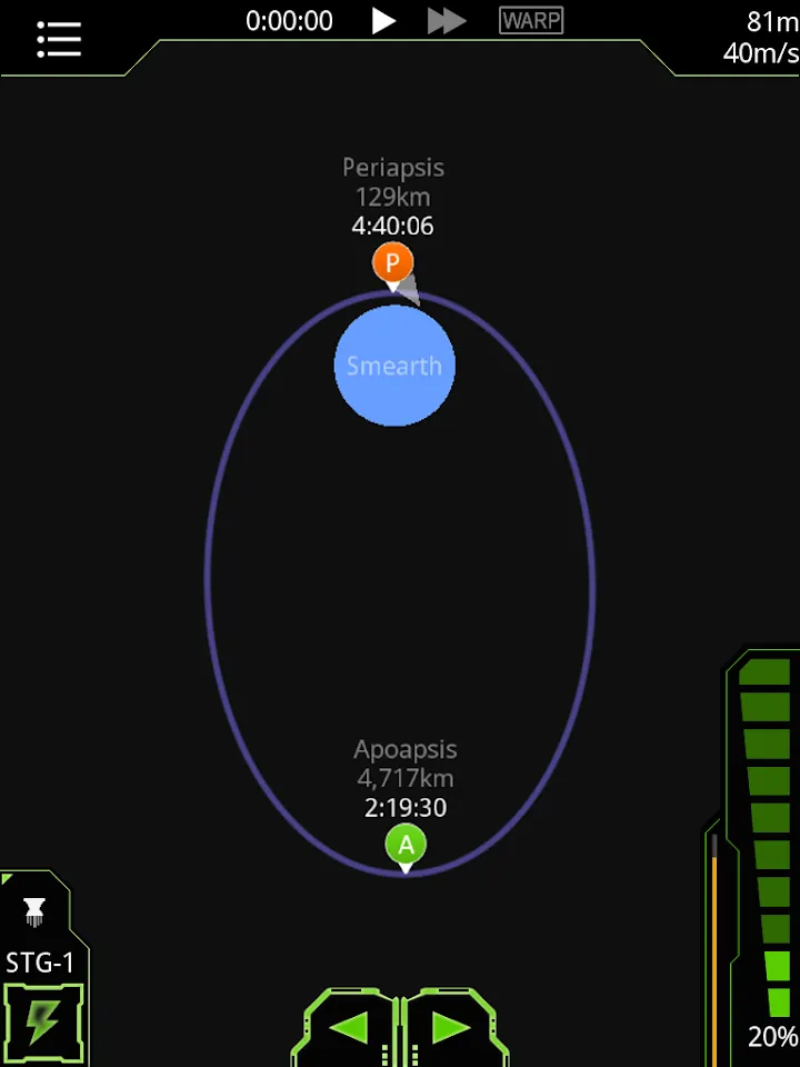 Rakete über dunkler Planetenlandschaft